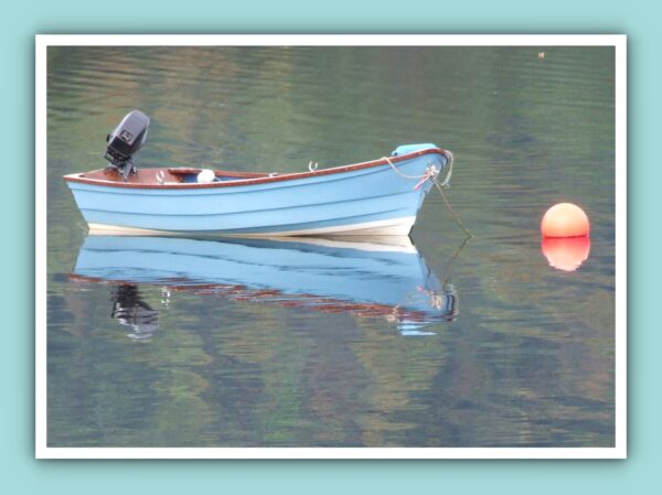 Blue Rowing Boat Reflections Photo Print