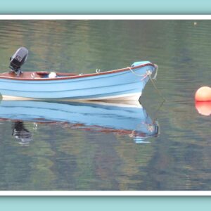 Blue Rowing Boat Reflections Photo Print