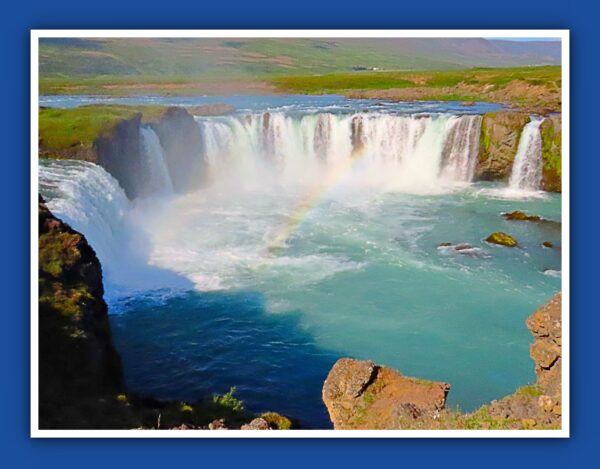 Godafoss Falls with Rainbow, Iceland Photo Print