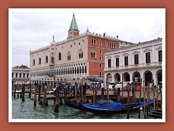 Venice Gondola Dock & Doges Palace Photo Print